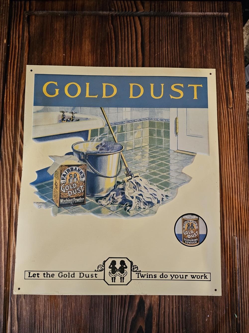 Gold Dust Vintage Advertising Sign - Blue, Yellow, Cream